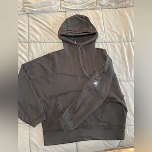 ALO Yoga Black Quilted Crop Hoodie Women’s Small – Side Zip Pockets Black